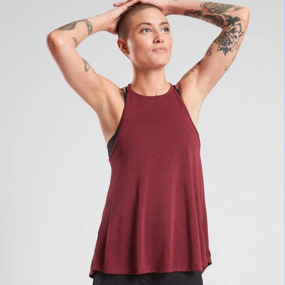 Breezy High Neck Tank - Dark Garnet